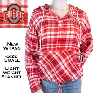 NEW Ohio State Buckeyes Concepts Sport Lightweight Flannel Plaid Hoodie Small